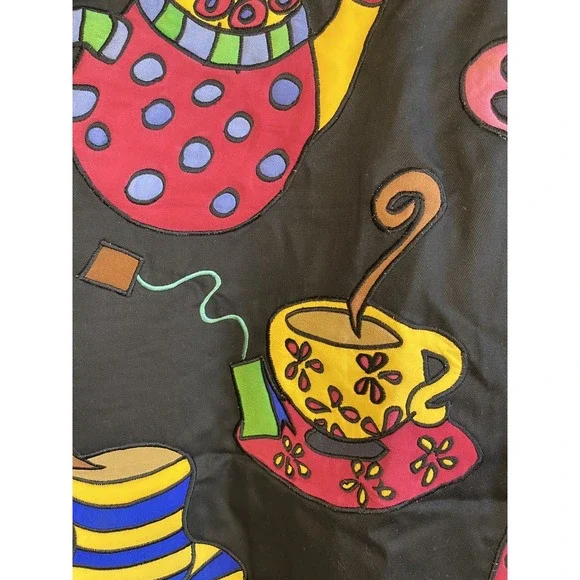 VTG SILKSCAPES Embroidered Artsy Whimsy Art To Wear Teapot Mad Hatter CUSTOM - Picture 13 of 16
